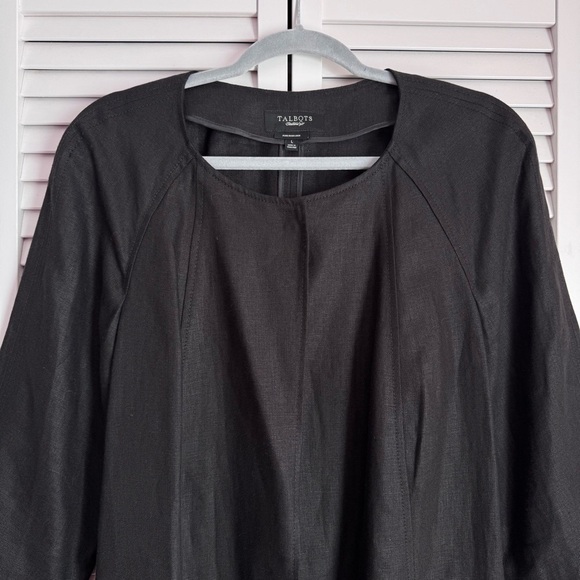 Talbots Irish Linen Unstructured Bound Seams Raglan Jacket Coat Black Size Large - Picture 2 of 9